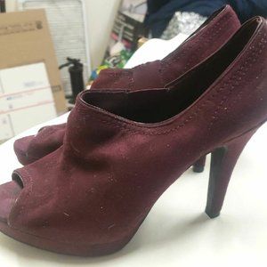Fioni Burgundy Peep Toe Cone Heel